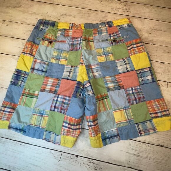 Brooks Brothers Shorts Sz 40 Patchwork Madras Plaid Preppy Colorful 9" Beachy - Picture 5 of 8